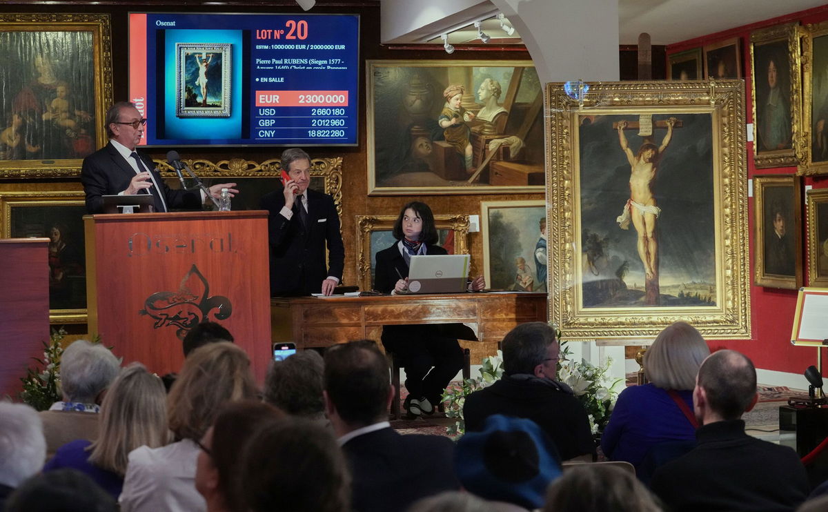 A view of the auction house as the painting went under the hammer on Sunday